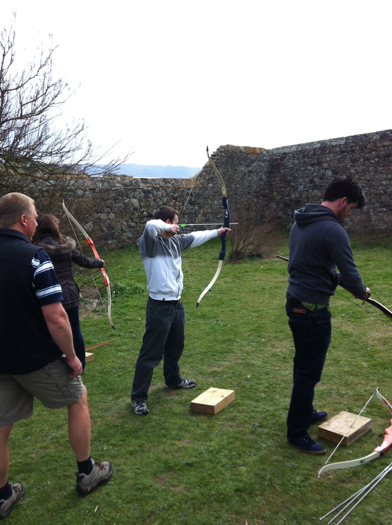 Andrew Le Conte doing archery at Lihou House